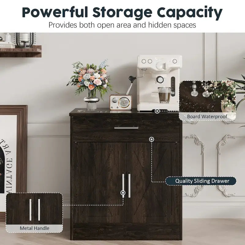 Sideboard Buffet Cabinet with Drawers and Doors, MDF, Multiple Sizes, Kitchen or Dining Room
