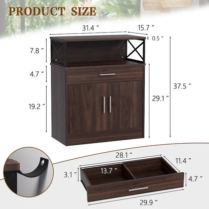 Sideboard Buffet Cabinet with Drawers and Doors, MDF, Multiple Sizes, Kitchen or Dining Room
