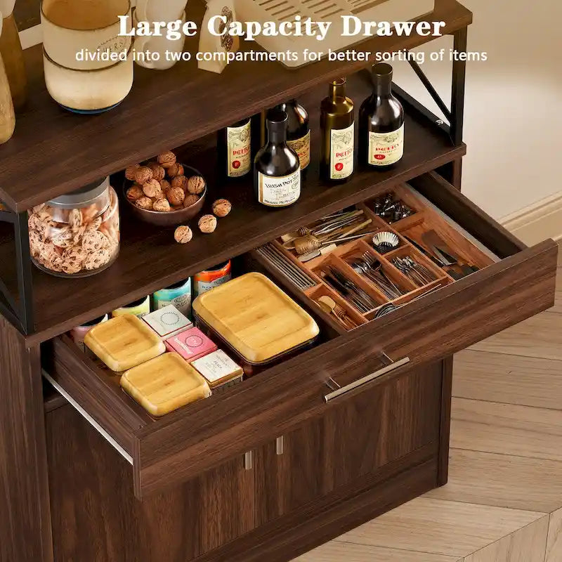 Sideboard Buffet Cabinet with Drawers and Doors, MDF, Multiple Sizes, Kitchen or Dining Room