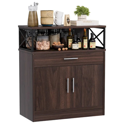 Sideboard Buffet Cabinet with Drawers and Doors, MDF, Multiple Sizes, Kitchen or Dining Room