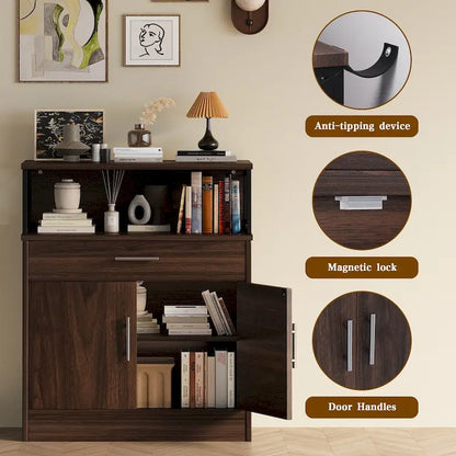 Sideboard Buffet Cabinet with Drawers and Doors, MDF, Multiple Sizes, Kitchen or Dining Room