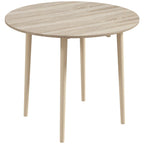 35in Round Folding Dining Table, Collapsible Drop Leaf, Solid Wood Legs, Space-Saving Small Kitchen