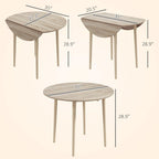 35in Round Folding Dining Table, Collapsible Drop Leaf, Solid Wood Legs, Space-Saving Small Kitchen