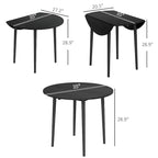 35in Round Folding Dining Table, Collapsible Drop Leaf, Solid Wood Legs, Space-Saving Small Kitchen