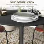 35in Round Folding Dining Table, Collapsible Drop Leaf, Solid Wood Legs, Space-Saving Small Kitchen