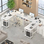 Reversible L Shaped Desk with Storage Shelves, Home Office Corner Desk with Charge Station