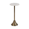 Scalloped Marble & Metal Drink Side Table, Modern Glam Accent Table for Living Room or Bedroom