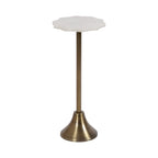 Scalloped Marble & Metal Drink Side Table, Modern Glam Accent Table for Living Room or Bedroom