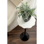 Scalloped Marble & Metal Drink Side Table, Modern Glam Accent Table for Living Room or Bedroom