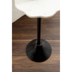 Scalloped Marble & Metal Drink Side Table, Modern Glam Accent Table for Living Room or Bedroom