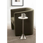 Scalloped Marble & Metal Drink Side Table, Modern Glam Accent Table for Living Room or Bedroom