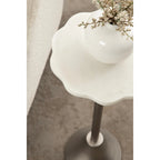 Scalloped Marble & Metal Drink Side Table, Modern Glam Accent Table for Living Room or Bedroom