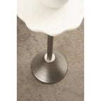 Scalloped Marble & Metal Drink Side Table, Modern Glam Accent Table for Living Room or Bedroom