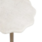 Scalloped Marble & Metal Drink Side Table, Modern Glam Accent Table for Living Room or Bedroom