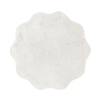 Scalloped Marble & Metal Drink Side Table, Modern Glam Accent Table for Living Room or Bedroom