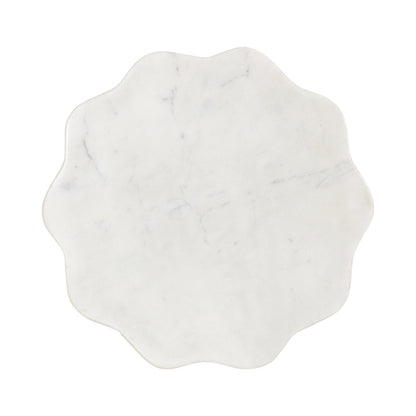 Scalloped Marble & Metal Drink Side Table, Modern Glam Accent Table