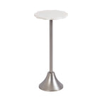 Scalloped Marble & Metal Drink Side Table, Modern Glam Accent Table for Living Room or Bedroom