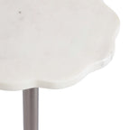 Scalloped Marble & Metal Drink Side Table, Modern Glam Accent Table for Living Room or Bedroom