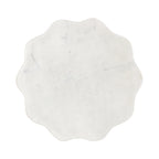 Scalloped Marble & Metal Drink Side Table, Modern Glam Accent Table for Living Room or Bedroom