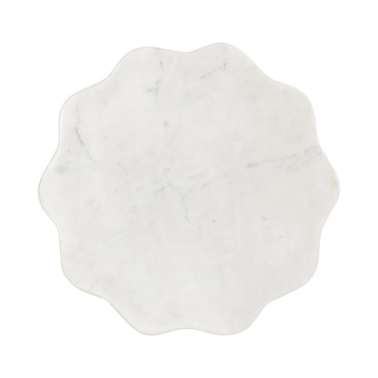 Scalloped Marble & Metal Drink Side Table, Modern Glam Accent Table