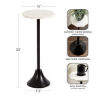 Scalloped Marble & Metal Drink Side Table, Modern Glam Accent Table for Living Room or Bedroom