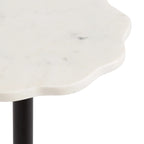 Scalloped Marble & Metal Drink Side Table, Modern Glam Accent Table for Living Room or Bedroom