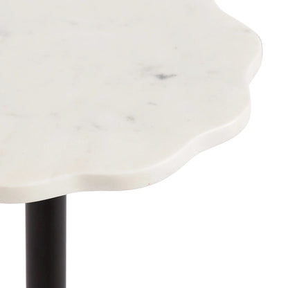 Scalloped Marble & Metal Drink Side Table, Modern Glam Accent Table