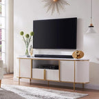 Modern Luxury TV Stand, Entertainment Cente, with Faux Marble Top