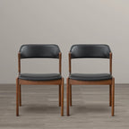 Duluth Contemporary Dining Chairs in Black Vegan Leather ( Set of 2)