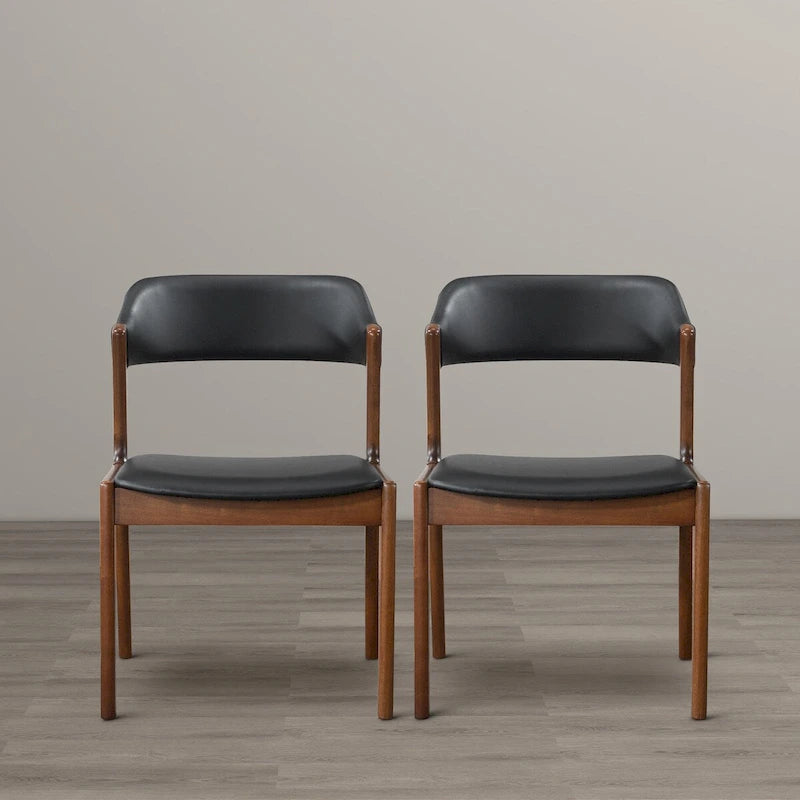 Duluth Contemporary Dining Chairs in Black Vegan Leather ( Set of 2)