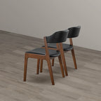 Duluth Contemporary Dining Chairs in Black Vegan Leather ( Set of 2)