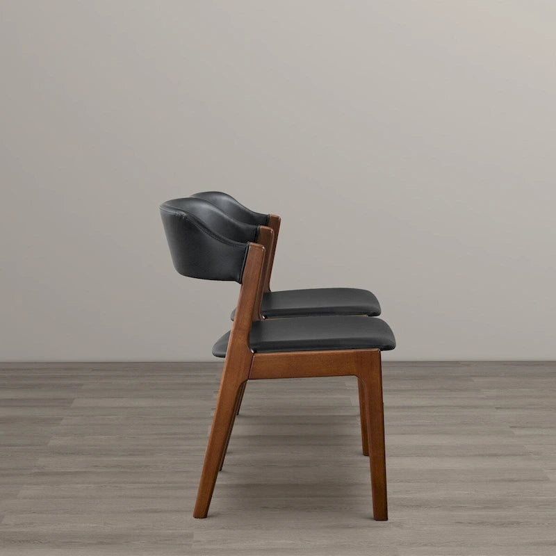 Duluth Contemporary Dining Chairs in Black Vegan Leather ( Set of 2)