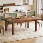 Dining Table for 4-6 People, 63-Inch Farmhouse Kitchen Table with Solid Wood Legs