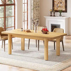 Dining Table for 4-6 People, 63-Inch Farmhouse Kitchen Table with Solid Wood Legs