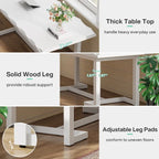 63 Inches Computer Desk, Rectangular Writing Table with Solid Wood Legs and Thickened Desktop