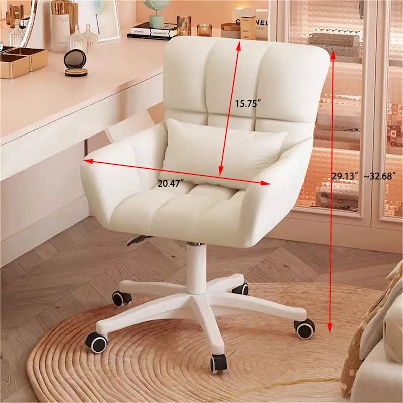 Upholstered Home Office Task Chair with Lumbar Pillow, 360-Degree Swivel, Adjustable Height, Desk Chair