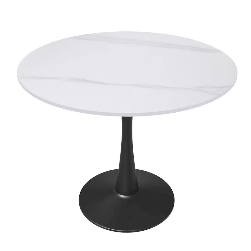 Bristol 35 Round Dining Table for 4 with Sintered Stone Tabletop in Black Base for Kitchen & Dining Room