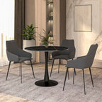 Bristol 35 Round Dining Table for 4 with Sintered Stone Tabletop in Black Base for Kitchen & Dining Room