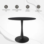 Bristol 35 Round Dining Table for 4 with Sintered Stone Tabletop in Black Base for Kitchen & Dining Room