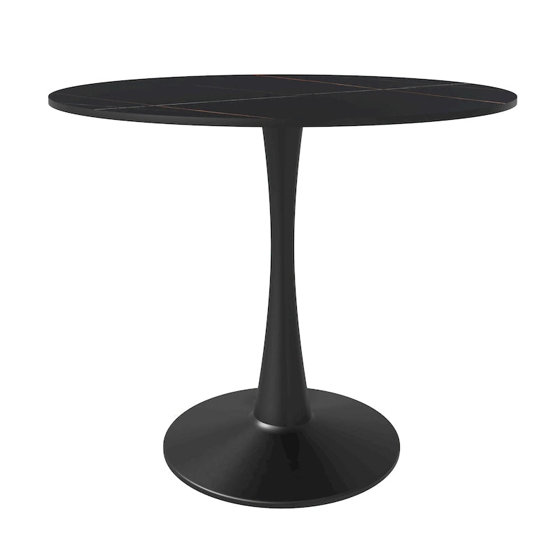 Bristol 35 Round Dining Table for 4 with Sintered Stone Tabletop in Black Base for Kitchen & Dining Room