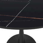 Bristol 35 Round Dining Table for 4 with Sintered Stone Tabletop in Black Base for Kitchen & Dining Room