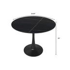 Bristol 35 Round Dining Table for 4 with Sintered Stone Tabletop in Black Base for Kitchen & Dining Room