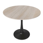 Bristol 35 Round Dining Table for 4 with Sintered Stone Tabletop in Black Base for Kitchen & Dining Room