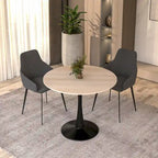 Bristol 35 Round Dining Table for 4 with Sintered Stone Tabletop in Black Base for Kitchen & Dining Room