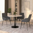 Bristol 35 Round Dining Table for 4 with Sintered Stone Tabletop in Black Base for Kitchen & Dining Room