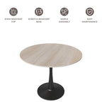 Bristol 35 Round Dining Table for 4 with Sintered Stone Tabletop in Black Base for Kitchen & Dining Room