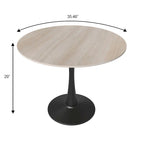 Bristol 35 Round Dining Table for 4 with Sintered Stone Tabletop in Black Base for Kitchen & Dining Room