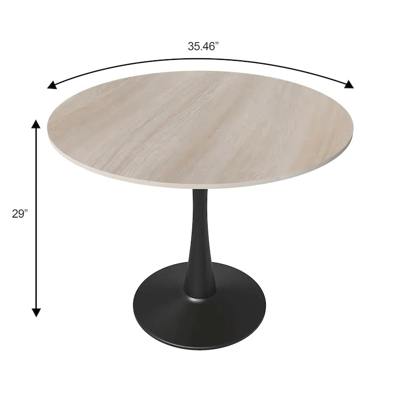Bristol 35 Round Dining Table for 4 with Sintered Stone Tabletop in Black Base for Kitchen & Dining Room