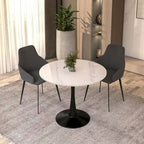 Bristol 35 Round Dining Table for 4 with Sintered Stone Tabletop in Black Base for Kitchen & Dining Room