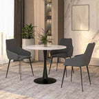 Bristol 35 Round Dining Table for 4 with Sintered Stone Tabletop in Black Base for Kitchen & Dining Room